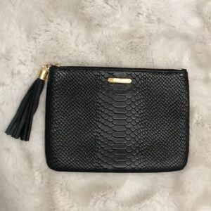 GiGi Black Leather Clutch/Wristlet, NWOT